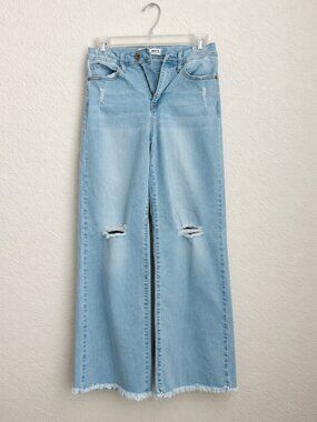 YMI Girls Size 12 Millie Fit Light Wash Wide Leg Jeans Distressed.  (G)